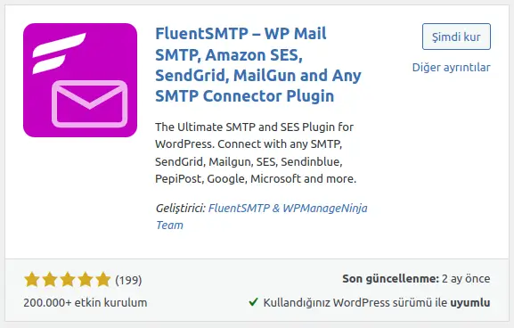 fluentsmtp eklentiler