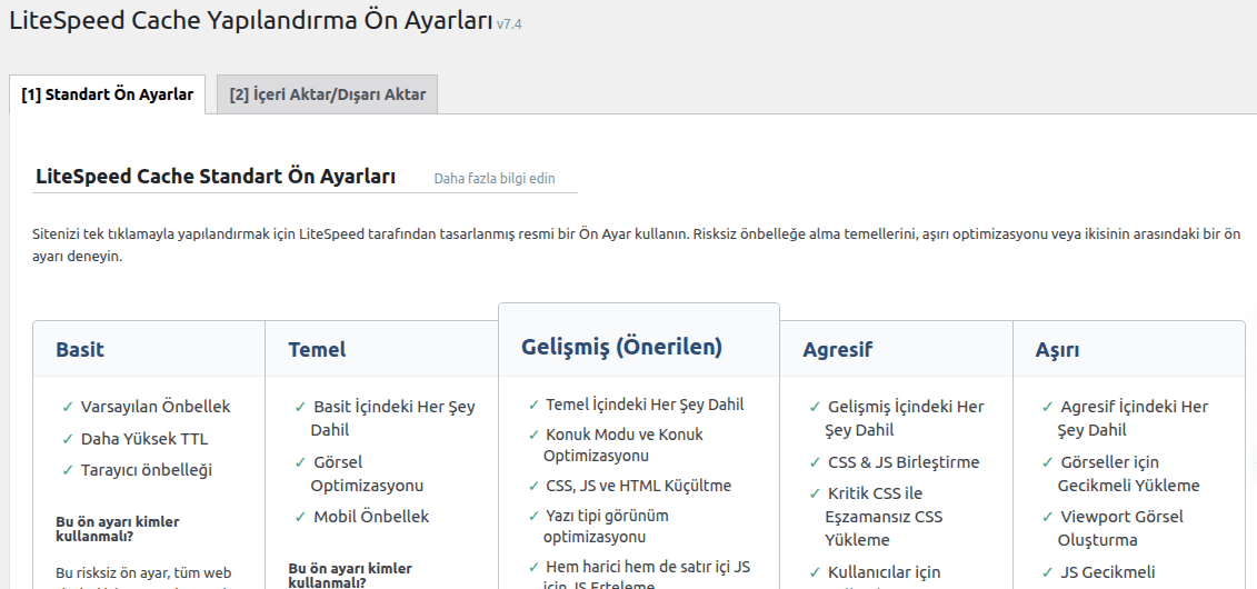 litespeed-cache-ayarlar litespeed on ayarlar